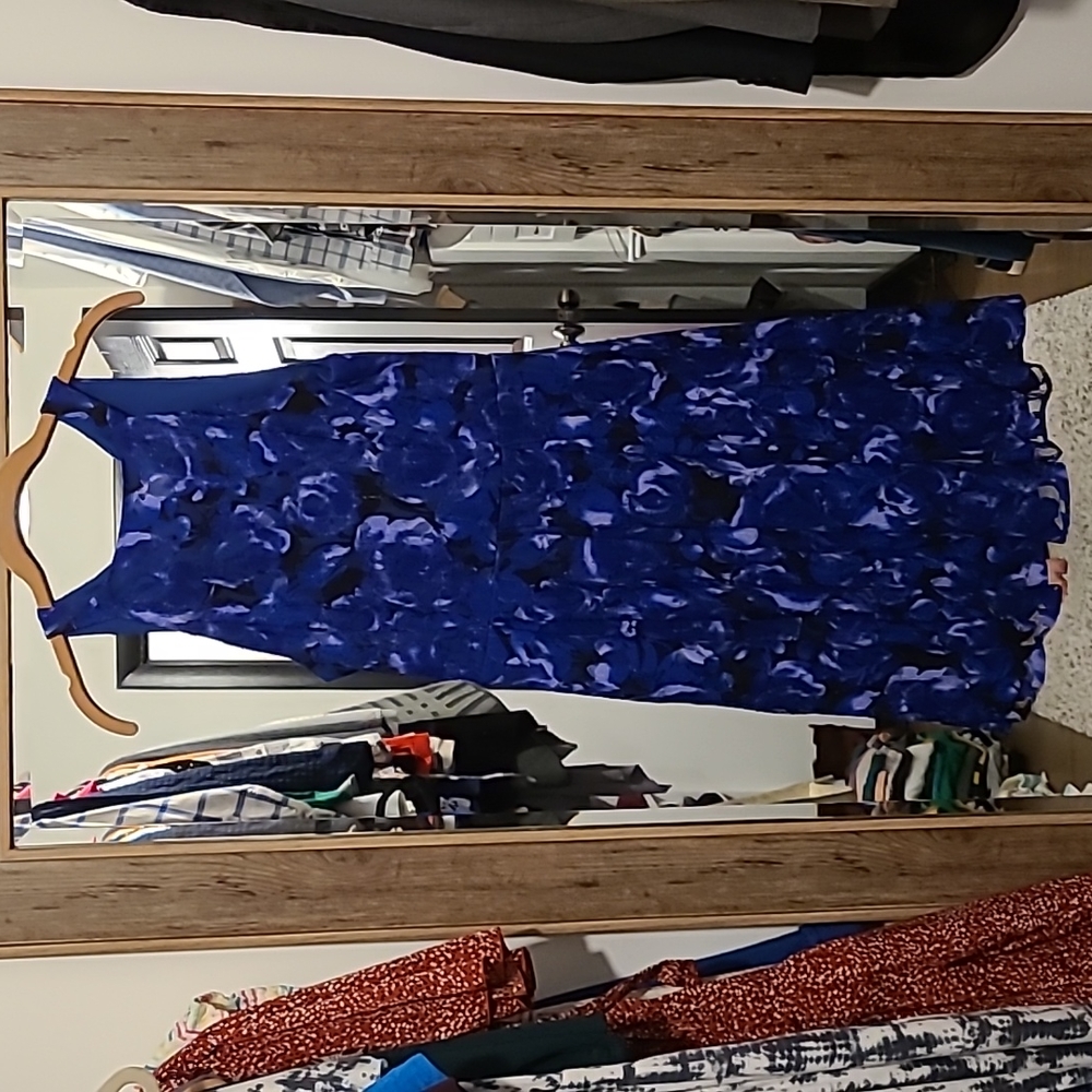 Blue and black cocktail dress